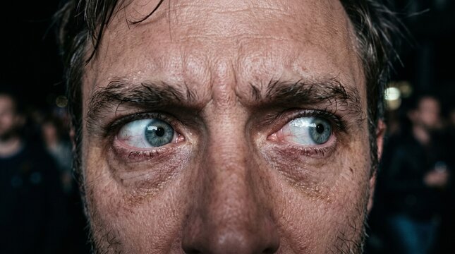 Darting Restless Eyes Hypervigilance Anxiety Close-Up