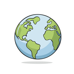Fototapeta premium Stylized cartoon drawing of planet Earth with continents and oceans