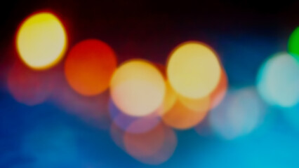 Abstract Blurred Background with Street Illumination and City Bokeh Light.