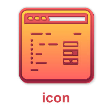 Gold Software, web developer programming code icon isolated on white background. Javascript computer script random parts of program code. Vector