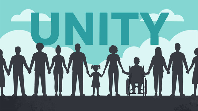 Diverse community holding hands, symbolizing unity and inclusion
