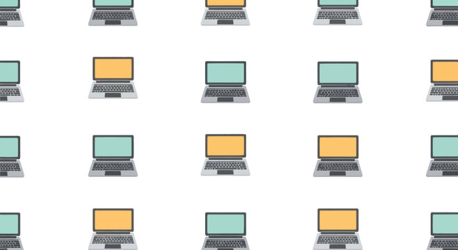 Seamless Pattern of Laptops on White Background - Technology and Connectivity