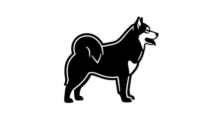 Fototapeta premium Siberian Husky Dog Silhouette Vector Illustration Minimalist Black and White Animal Graphic Design