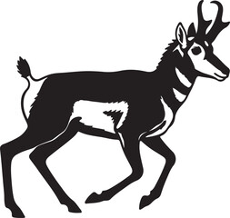  Pronghorn Antelope in silhouette on white background. © Faisal