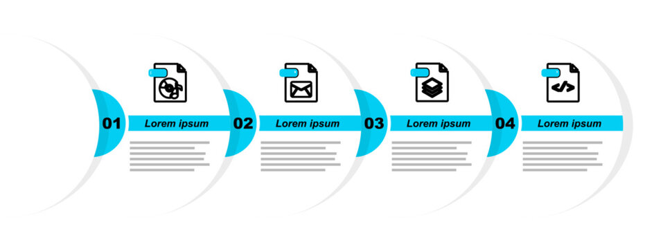 Set line HTML file document, PSD, EML and MP3 icon. Vector