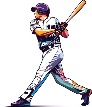 Baseball player in action swinging a bat