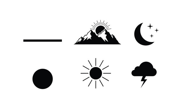Collection of icons representing various weather and celestial conditions