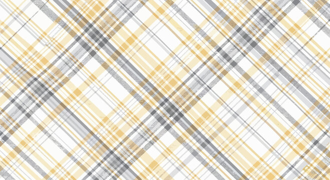 Diagonal plaid pattern with distressed yellow, gray, and white lines