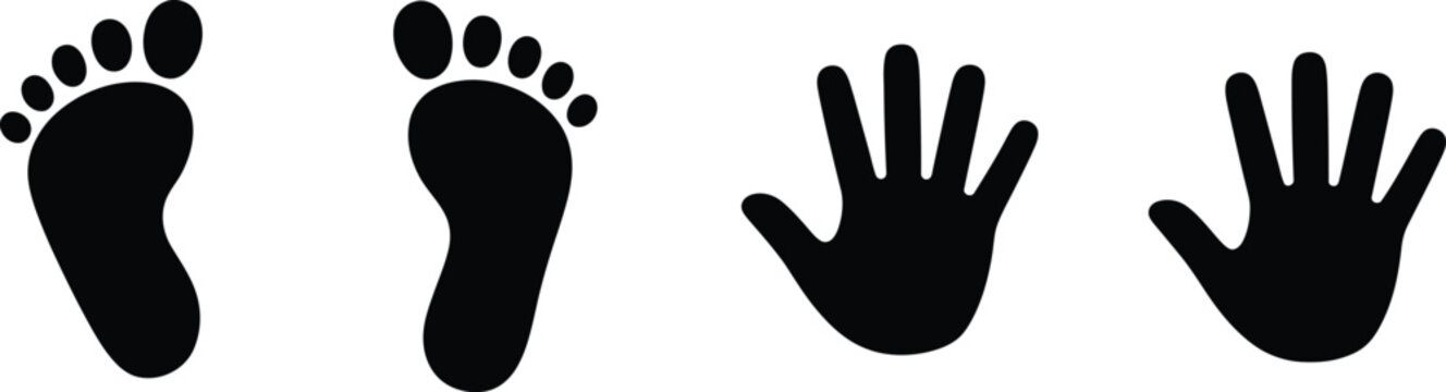 Childs foot and hand prints icon vector design for baby care parenting childhood memory family keepsake concept illustration