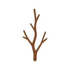 Fototapeta premium Simple tree branch with a brown color and minimalist design on white background