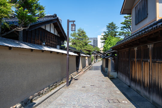 Traditional street in Nagamachi District, Kanazawa, Japan