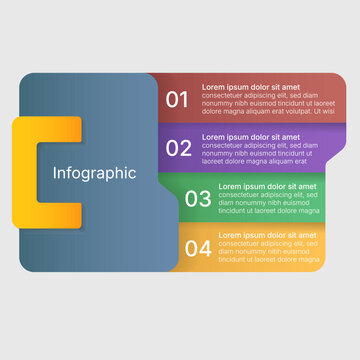 Modern folder style infographic template with four process steps