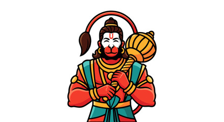 Naklejka premium Lord Hanuman, a divine and powerful Hindu deity, celebrated with devotion on Hanuman Jayanti, a festival of joy and blessings