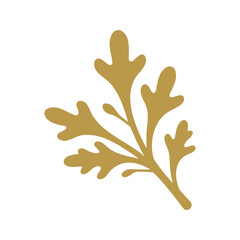 Fototapeta premium Elegant golden foliage element in a simple design for botanical themes and decorative accents