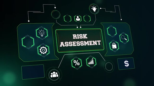 Strategic risk assessment and business evaluation concept footage showing a professional dashboard for financial auditing and corporate safety planning