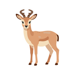 Fototapeta premium Cute cartoon illustration of a gazelle standing on a white background