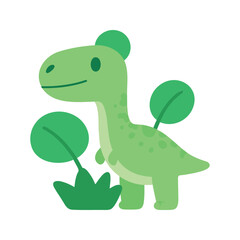 Obraz premium Cute cartoon dinosaur with plants creates a whimsical and playful scene