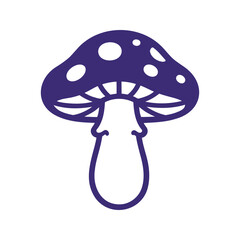 Naklejka premium Stylized purple mushroom with white spots illustration in a simplistic, cartoon style design