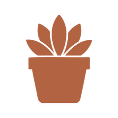 Fototapeta premium Stylized houseplant with terracotta pot sits on a plain white background