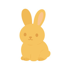 Obraz premium Cute cartoon golden rabbit sits upright on a white background in a simple illustration