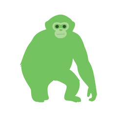 Naklejka premium Illustration of a bright green gibbon standing on white backdrop in simple style
