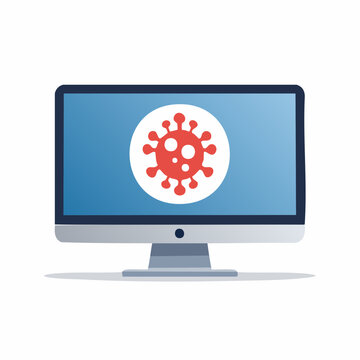 コンピューターウイルスの感染やサイバー攻撃を示すPCのフラットベクターアイコン