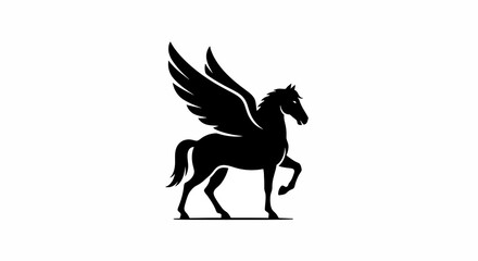 Fototapeta premium Mythical Pegasus Silhouette - Winged Horse Icon