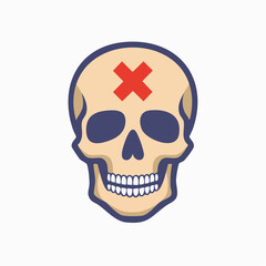 Obraz premium 死亡や危険なエラーを示すバツ印のついたドクロのフラットベクターアイコン