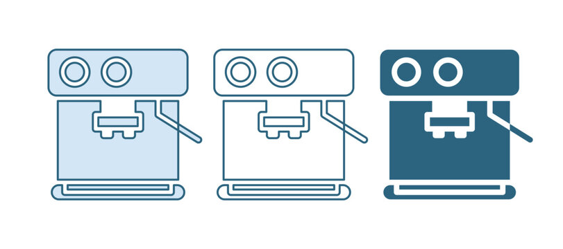 Blue Coffee machine icon isolated on white background. Vector