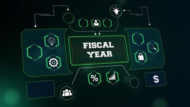 Annual fiscal year planning and financial summary concept video featuring a professional dashboard for corporate tax reports and budget presentations