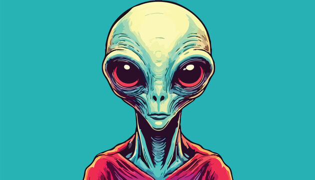 Detailed Alien Portrait with Large Eyes and Elongated Neck.