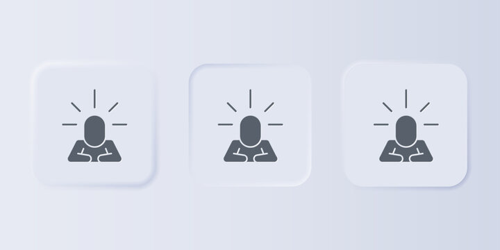 Grey Depression and frustration icon isolated on grey background. Man in depressive state of mind. Mental health problems. Set icons in square buttons. Vector