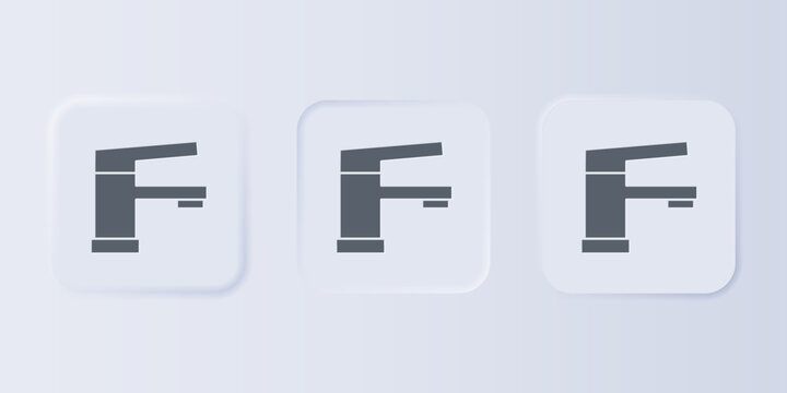 Grey Water tap icon isolated on grey background. Set icons in square buttons. Vector