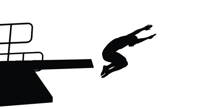 Black and white illustration of a skateboard with a person performing a trick