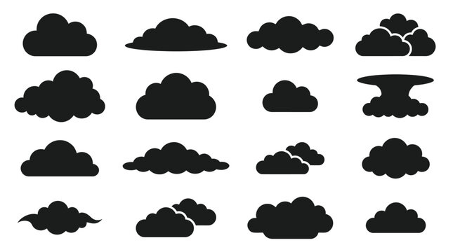 Collection of various cloud shapes.