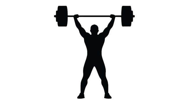 Person lifting barbell in silhouette with a silhouette of a person lifting
