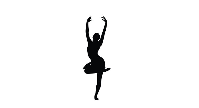 Ballerina silhouette in mid-pirouette pose with ballerina silhouette pirouette