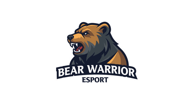 Bear Warrior Esport Logo Illustration.
