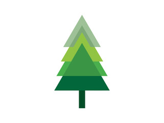 Fototapeta premium Abstract green triangular tree icon, modern eco flat vector on white background