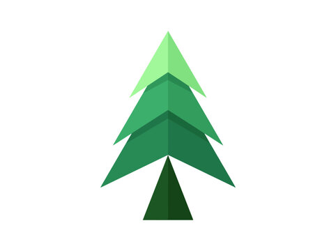 Abstract green triangular tree icon, modern eco flat vector on white background