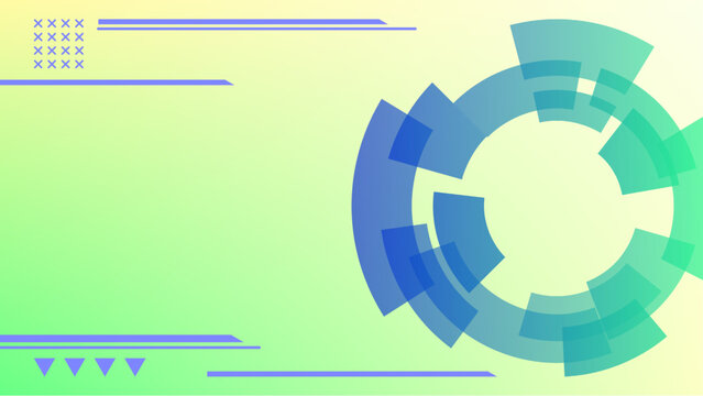 Abstract Futuristic Technology Background with Dynamic Data Circle HUD and Large Copyspace. Modern Geometric Backdrop for Cyberpunk presentation, Data Science, and Innovation Web Design