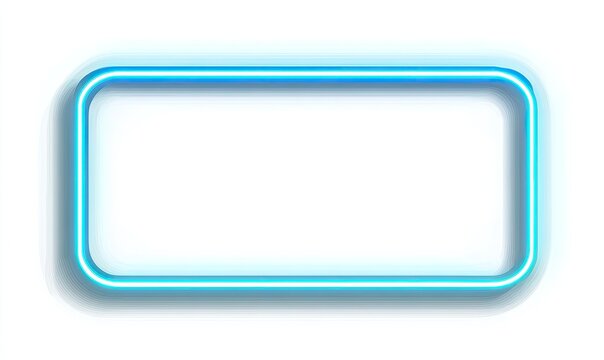 Glowing rectangle with rounded corners, a vibrant blue neon outline and a subtle shadow