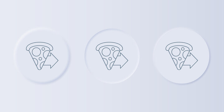 Grey Online ordering and fast pizza delivery icon isolated on grey background. Set icons in square buttons. Vector