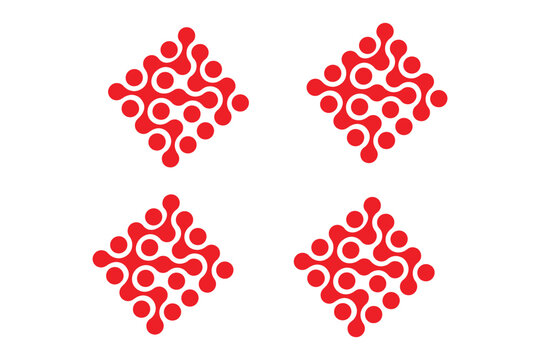 Set of meta ball patterns. Black liquid drops or morph shapes isolated on white background. Neurons or molecules texture. Modern abstract print with connected dots. Vector graphic illustration.