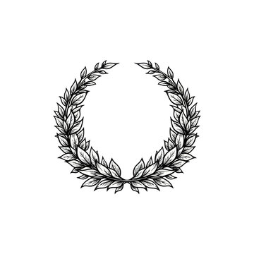 Laurel wreath decorative leafy circular design.