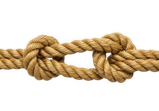 A rope with a bowline knot isolated on transparent background