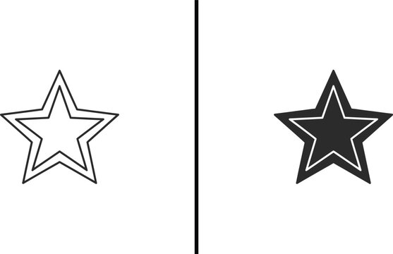 A simple black and white illustration of two star shapes side by side