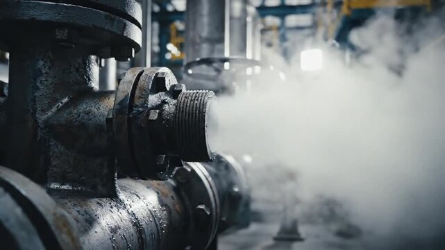 Operating Industrial Valves In A Large Facility Across A Row Of Pipes