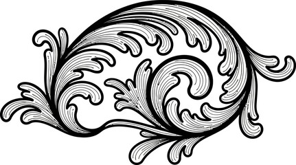 Fototapeta premium Elegant Baroque Scrollwork Design with Intricate Leaf and Swirl Details.