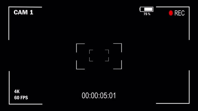Video camera recorder screen overlay on a transparent background,reecoording screen overlay in alpha channel ,4k vidio